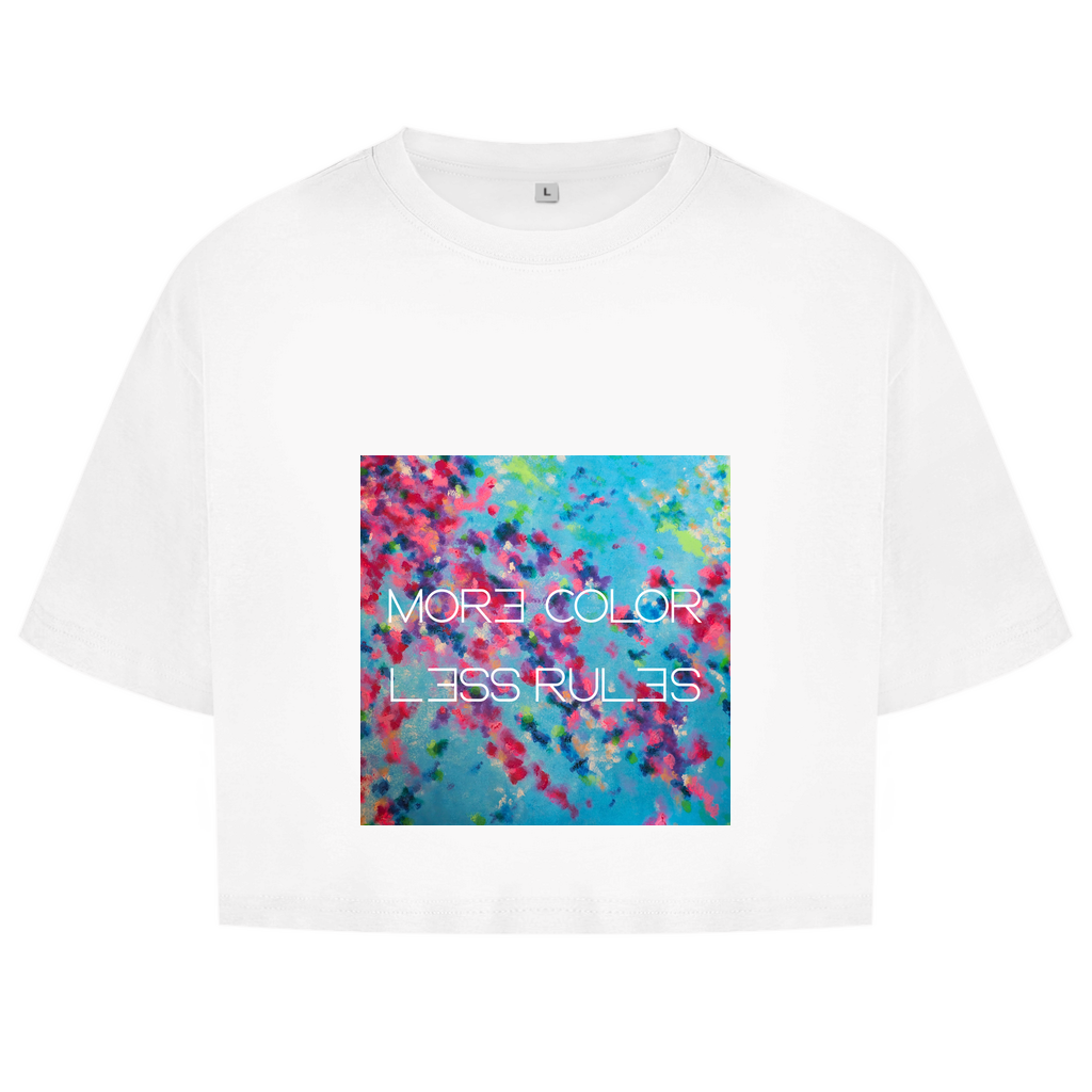 Damen Oversize Crop Top "more color less rules"
