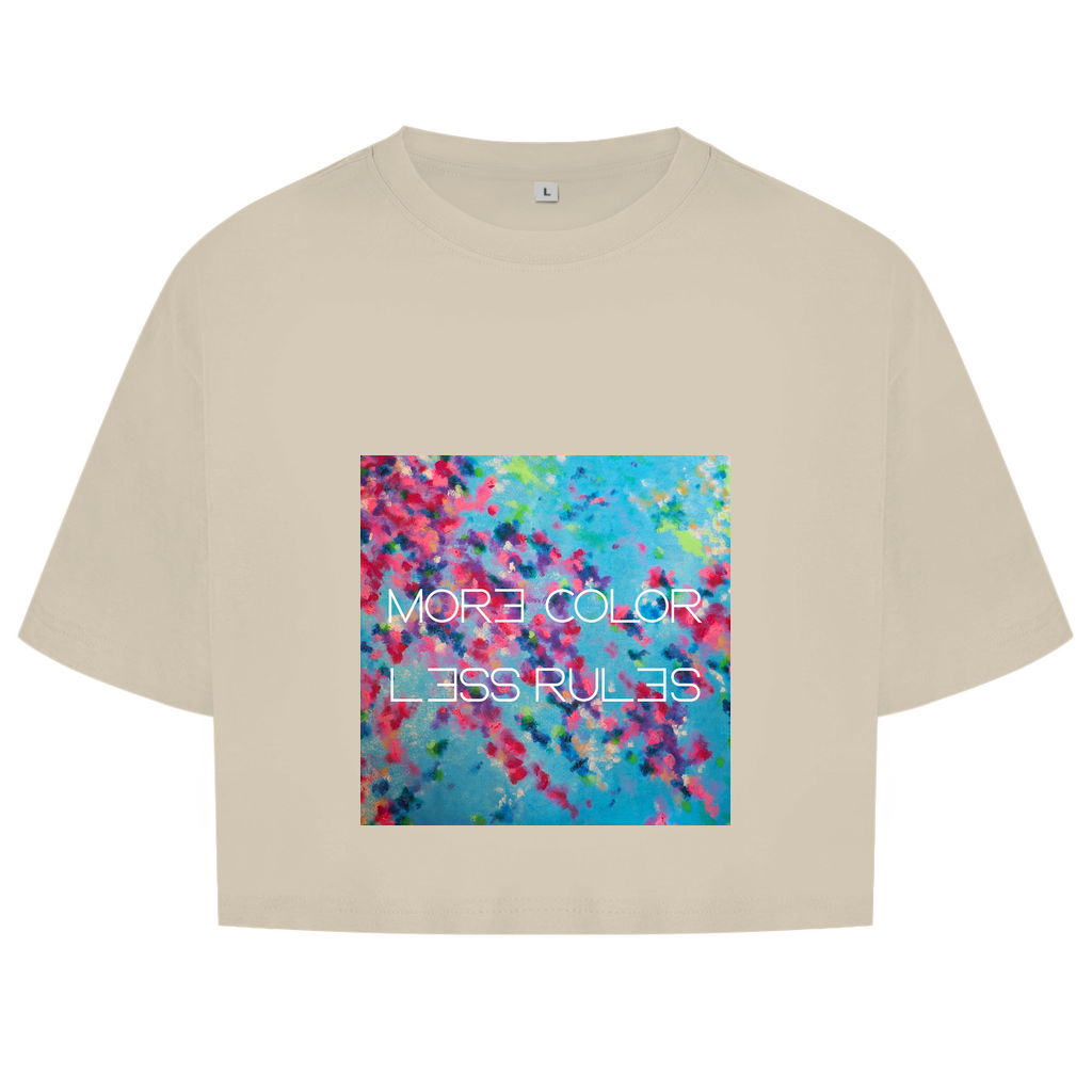 Damen Oversize Crop Top "more color less rules"