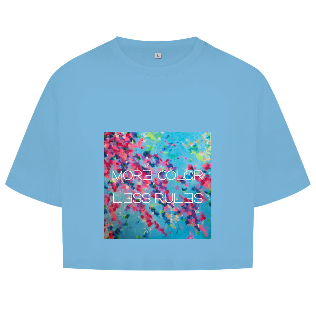 Damen Oversize Crop Top "more color less rules"